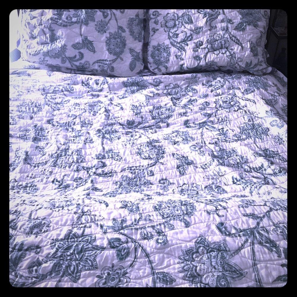 Two sided queen quilt.  Green and white.